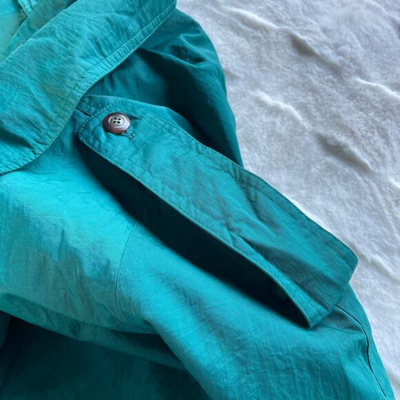 🔥Vintage 80s Maggie Lawrence Double Breasted Long Rain Trench Coat Quilt Line - Picture 13 of 16